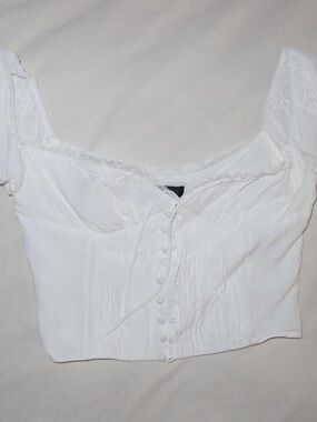 White Fox White Women's Corset-Style Button Front Top